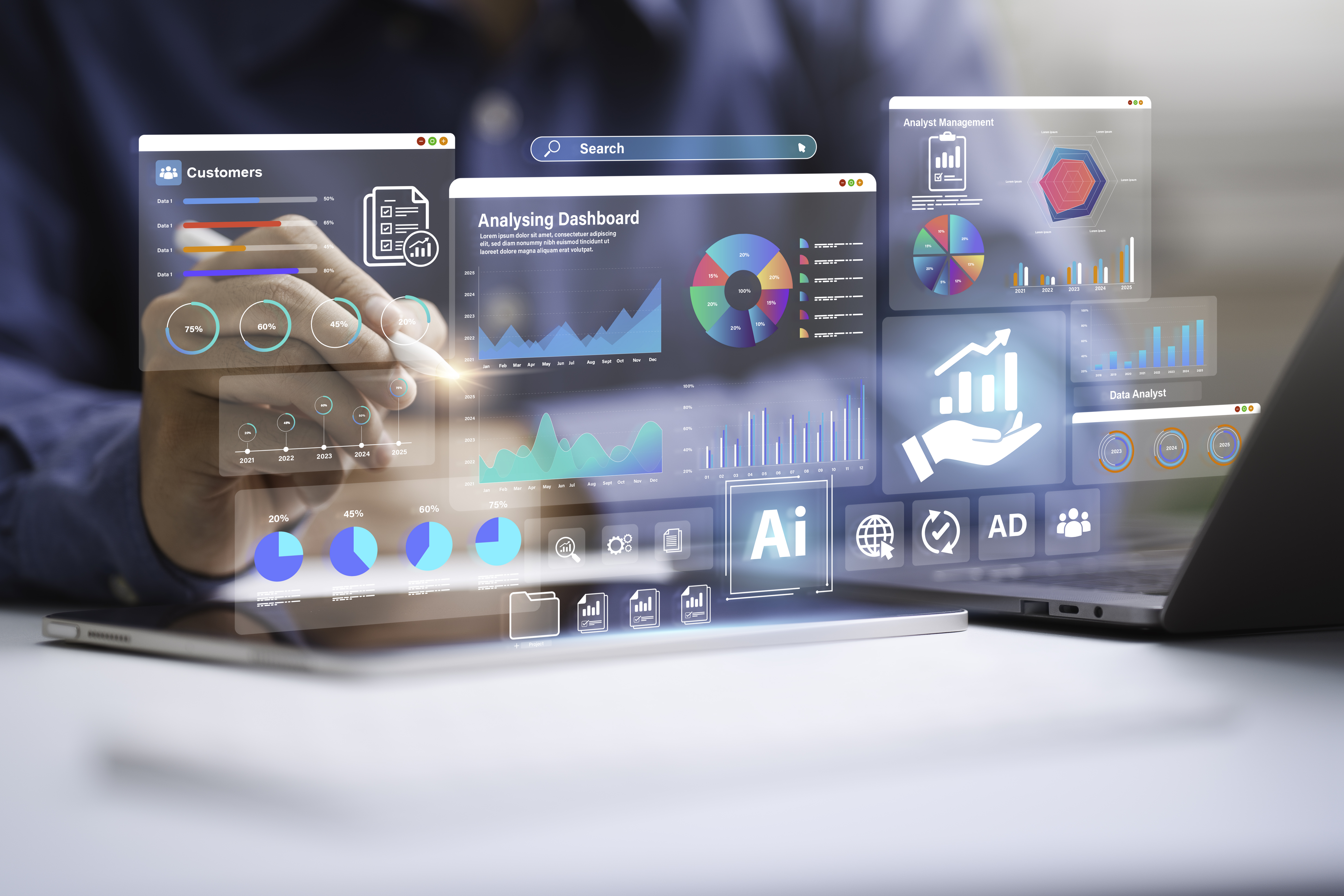 Recruiter reviewing match scores and candidate dashboards on dual monitors